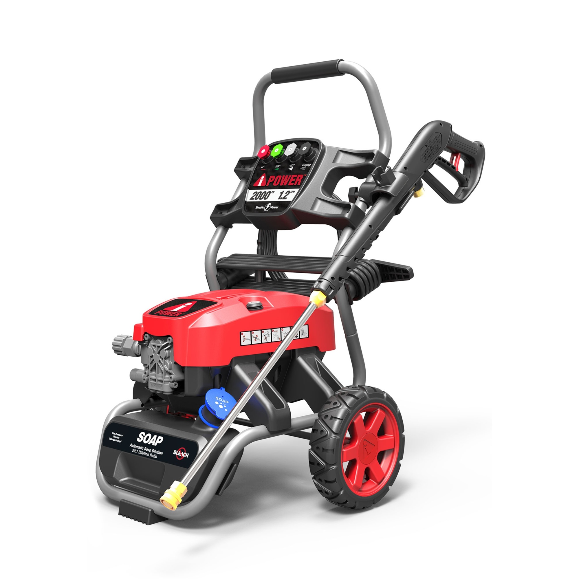 A-iPower PWE2000 Electric Pressure Washer 2000PSI 1.2 GPM, Corded Power Washer, Onboard Soap Tank, Spray Gun and Wand, 4 Quick Connect Nozzle, for Yard Driveway Fences Patios, CETL Certified